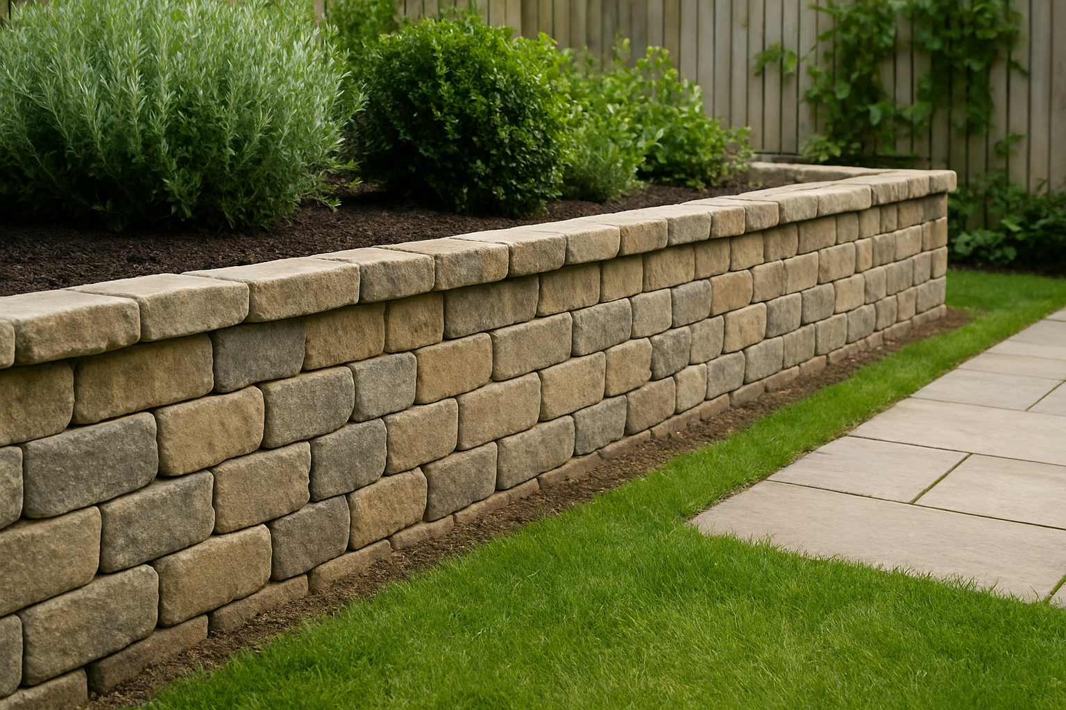 Durable stone garden wall built with a strong foundation and proper drainage for long-lasting stability