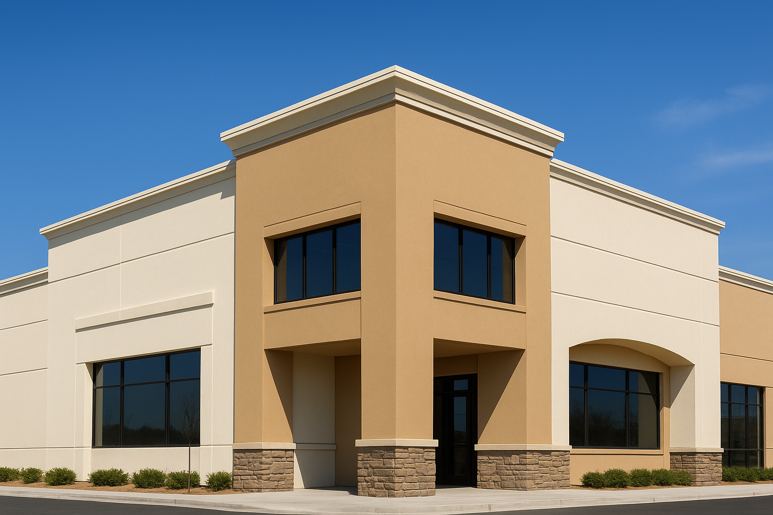 Modern Brooklyn commercial building with stucco exterior finish