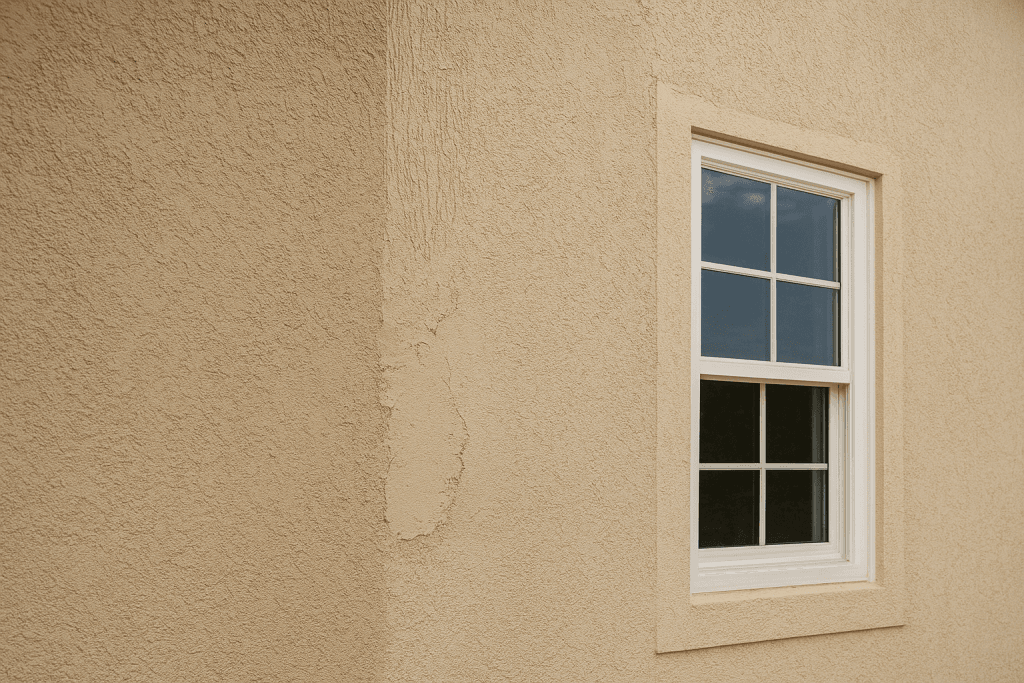 Modern stucco home exterior with smooth texture finish