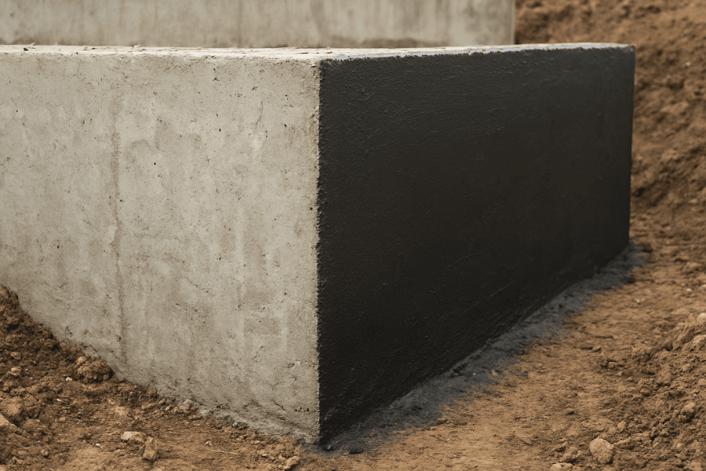 Close-up of waterproof concrete surface showing smooth, durable texture and strong structural quality after rain