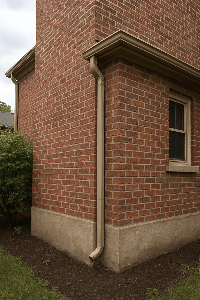 Worker applying masonry waterproofing on exterior brick wall to protect home from moisture and damage