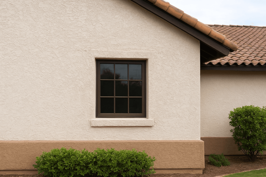 Stucco home exterior showing clean textured walls and modern finish, illustrating current stucco cost per square foot